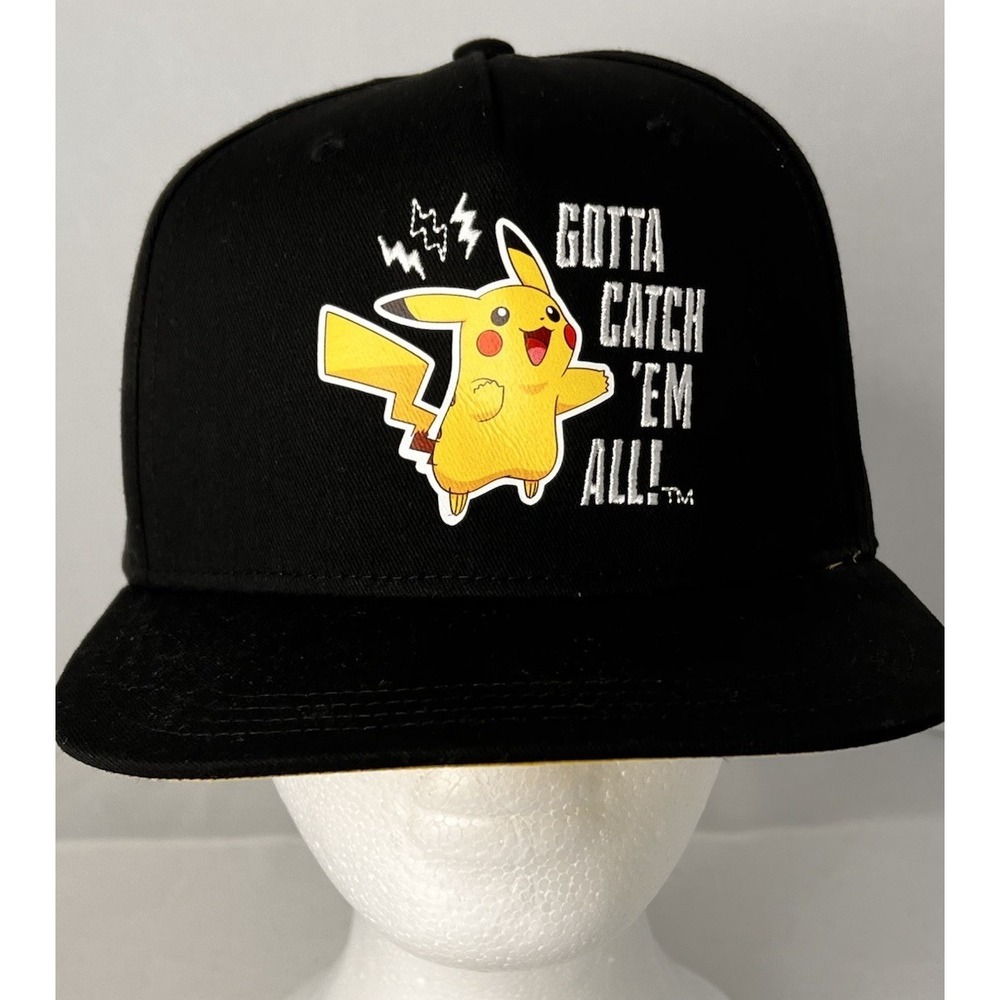 Pokemon Pikachu Gotta Catch Em All‎ Snapback Hat Black Yellow Adjustable Cap